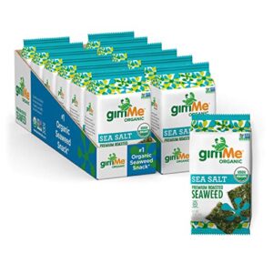 gimMe Organic Roasted Seaweed Sheets , Great Source of Iodine and Omega 3’s - Healthy On-The-Go Snack for Kids & Adults 0.17 Ounce (Pack of 12)